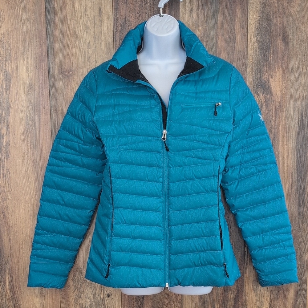 Spyder Women's Teal Timeless Down Puffer Full Zip Jacket M                212JH